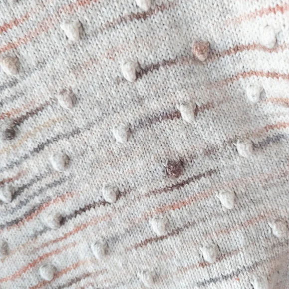 LOFT Multicolor Rainbow Stripe Bobble Knit Mock Neck Sweater - Size L - Picture 4 of 9